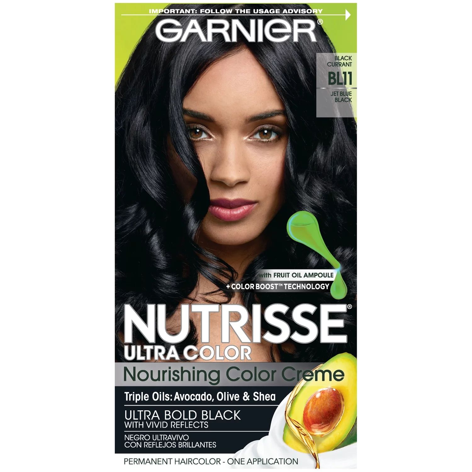 Garnier Nutrisse Ultra Nourishing Hair Color Creme, BL11 Jet Blue Black, 1 Kit | Walmart (US)