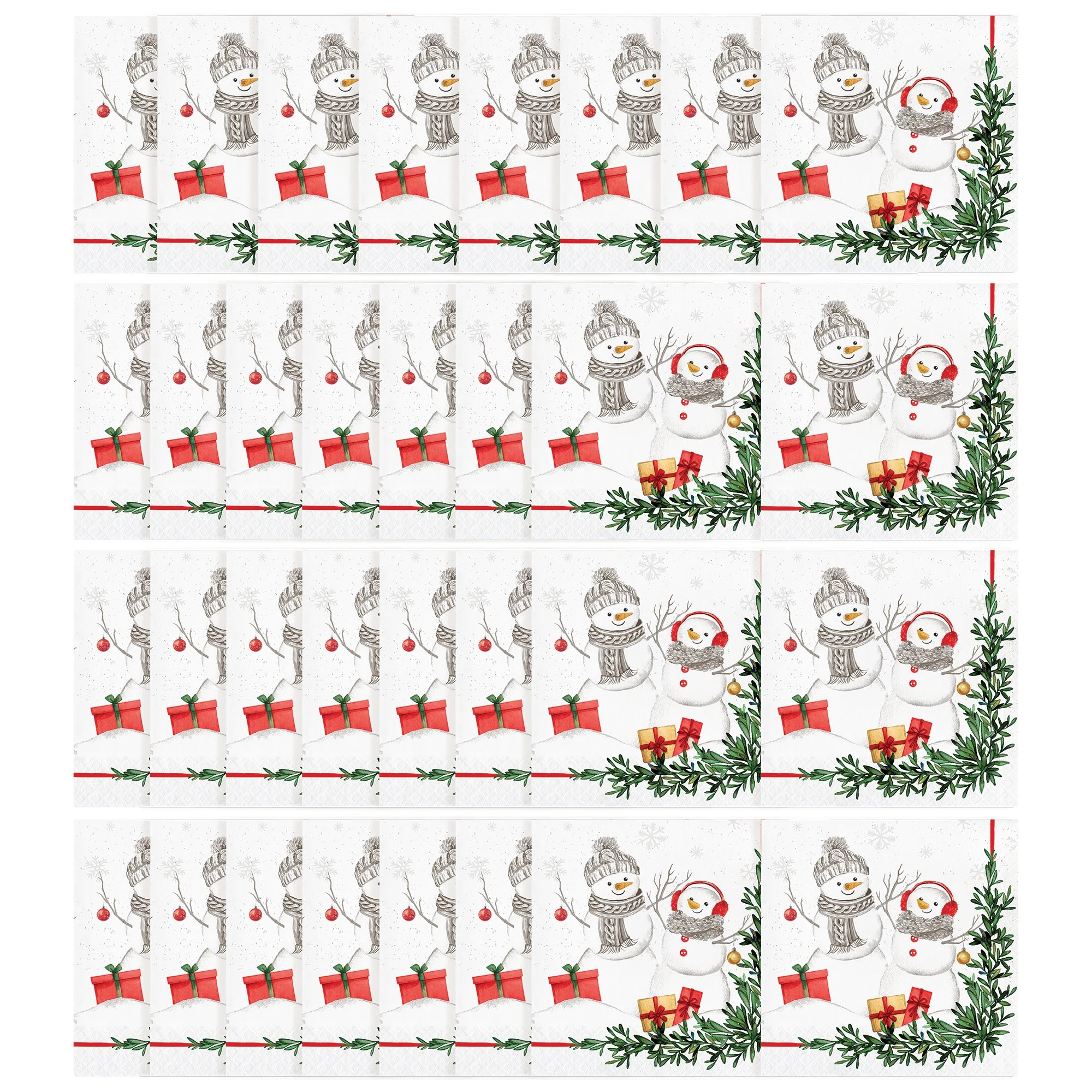 Snowman Gifts and Greenery Paper Christmas Napkins, Multicolor, 6.5" x 6.5", 32 Count, by Holiday... | Walmart (US)