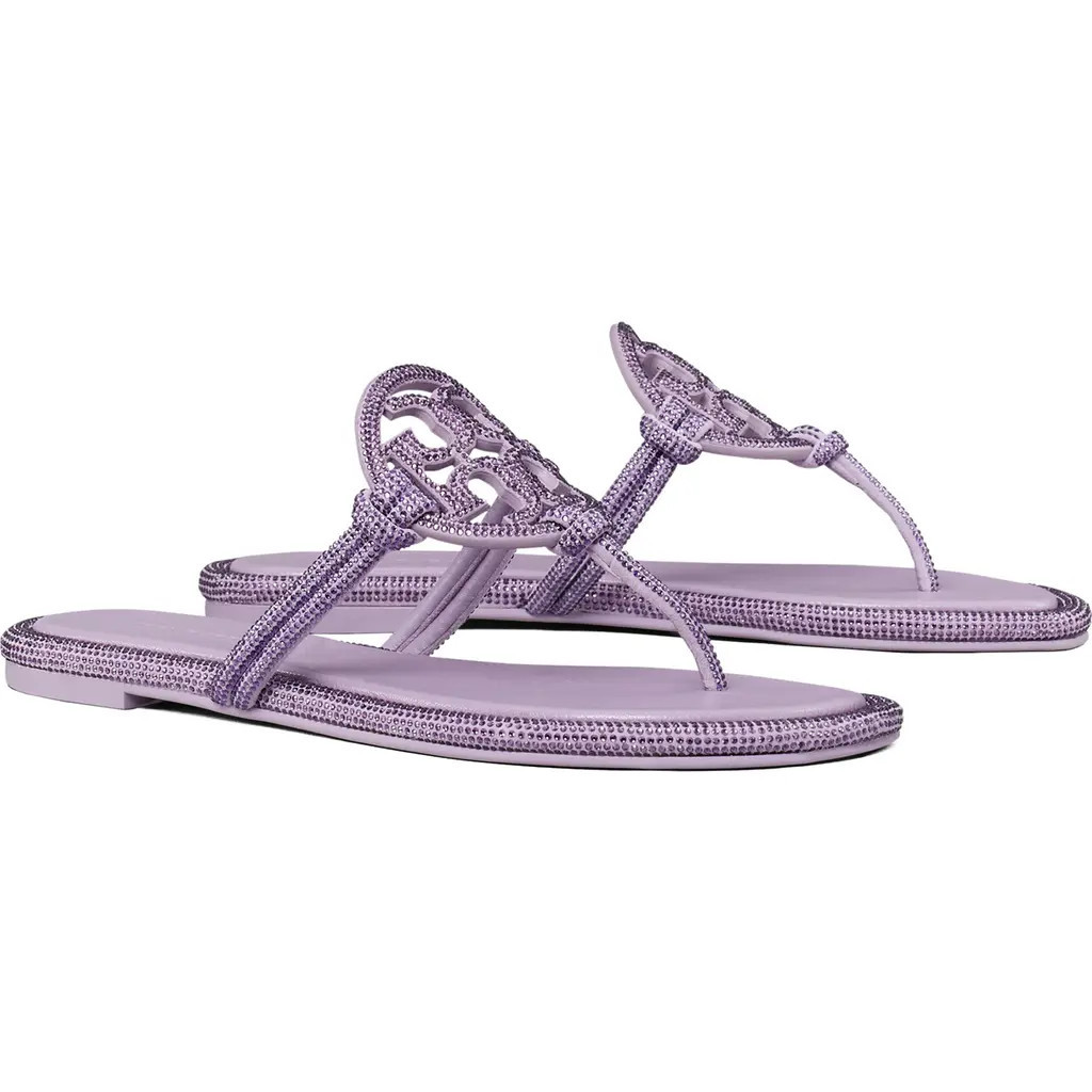 Tory Burch Miller Knotted Pavé Thong Sandal in Dark Lilac at Nordstrom, Size 5.5 | Nordstrom