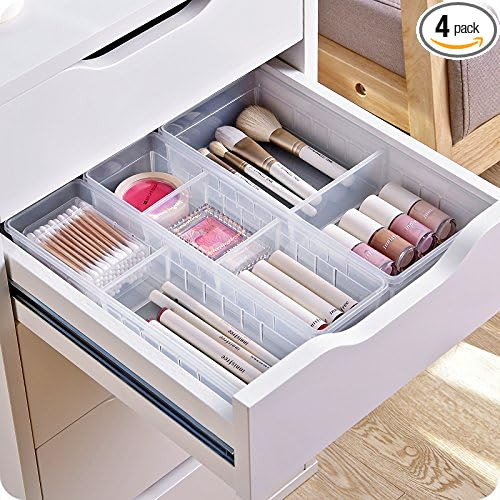 Desk Drawer Organizer Tray with Adjustable Dividers, Multi-Drawers for Makeups, Utensil, Pens, Fl... | Amazon (US)