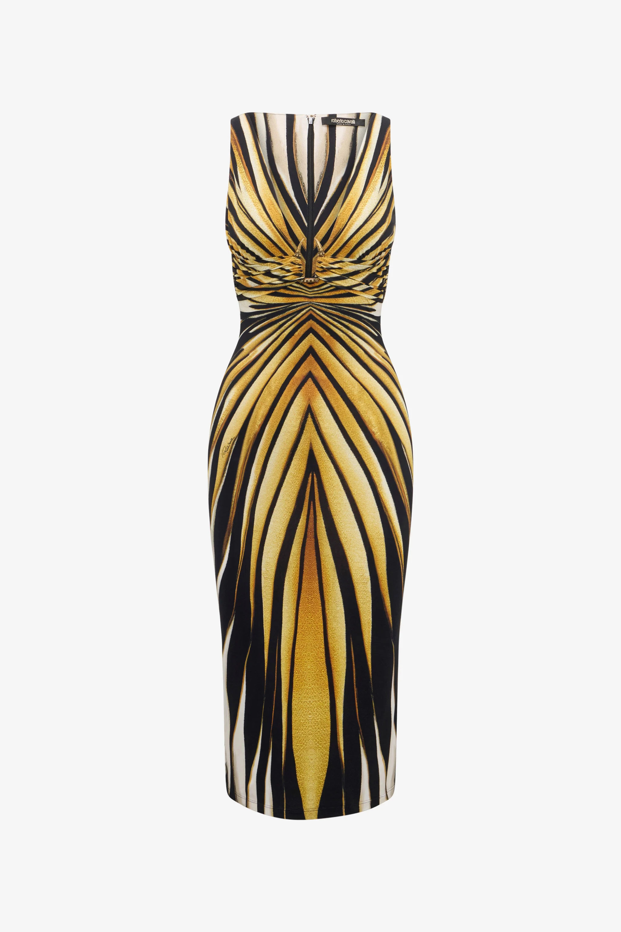 Ray Of Gold Print Dress Midi | Roberto Cavalli