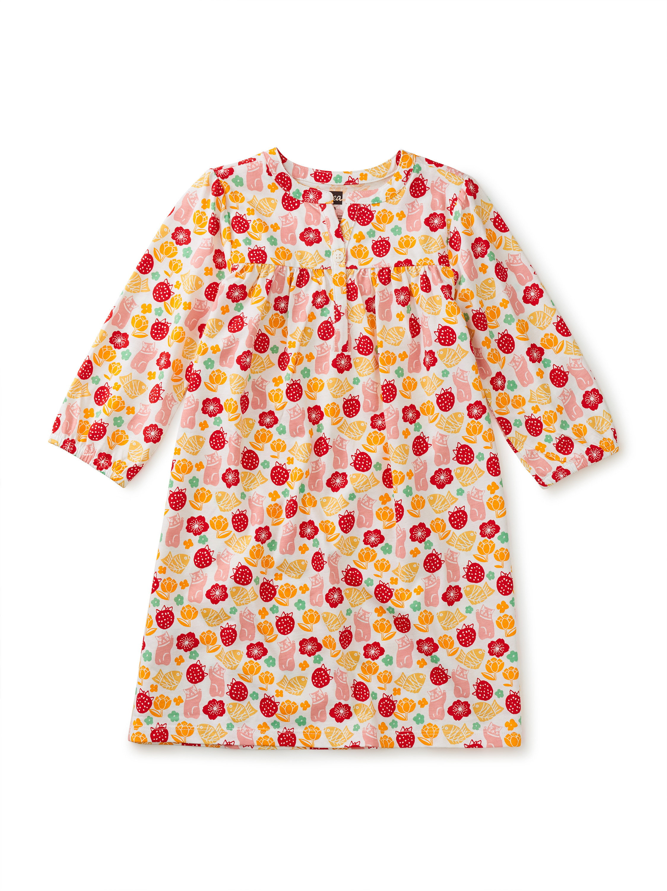 Puff Sleeve Henley Dress | Tea Collection