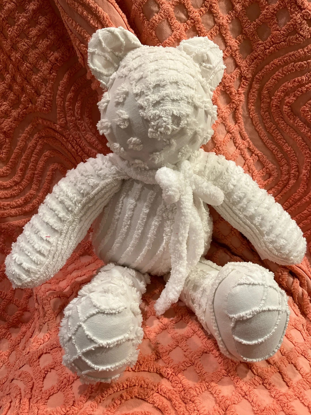 All White Patchwork Vintage Chenille Bedspread 20 Plush Teddy Bear Toy - Etsy | Etsy (US)
