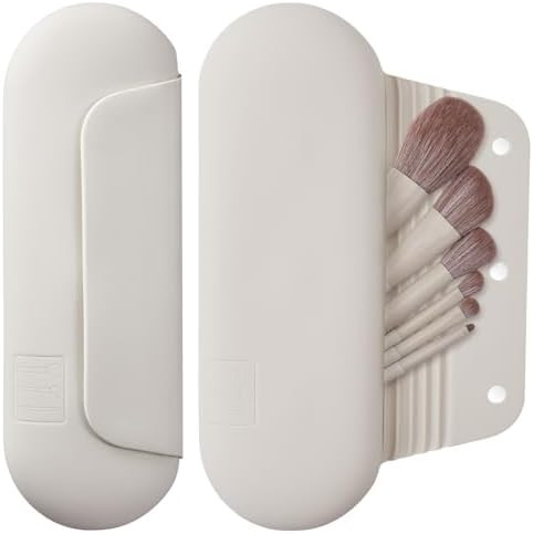 Silicone Makeup Brush Holder Travel Cosmetic Bag：Soft Portable Cosmetic Face Brushes Holder wit... | Amazon (US)
