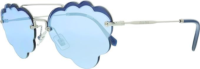 Miu Miu 0MU 57US Silver/Light Blue Silver Mirror One Size | Amazon (US)