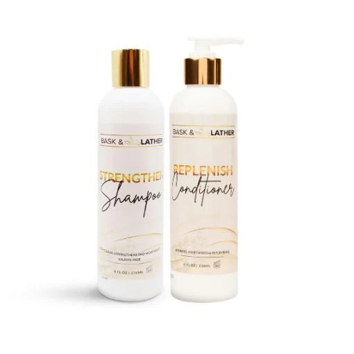 Strengthen & Replenish Shampoo & Conditioner \u2013 Anti\u2011Hair\u2011Loss with Rosemary | Bask and Lather Co