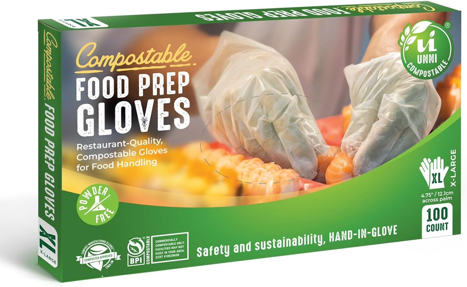 UNNI Compostable Food Prep Gloves, For Food Handling, ASTM D6400, US BPI, CMA & Europe OK Compost... | Amazon (US)