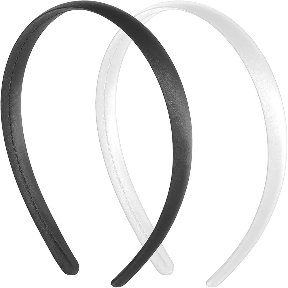 2Pcs Satin Headbands Women Girls Non-Slip Fashion Headband Plain Wide Hair Band Hoops Elastic Sol... | Amazon (US)