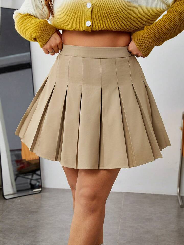 SHEIN Qutie Plus Pleated Skirt | SHEIN