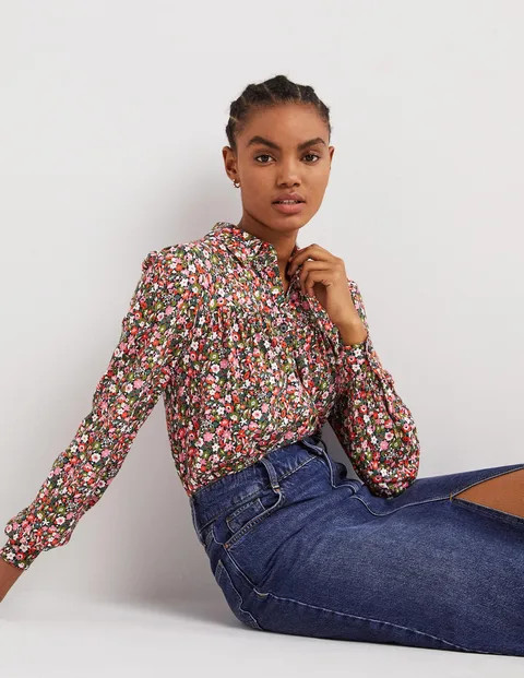 Gather Detail Shirt - Multi, Floret Meadow | Boden (US)