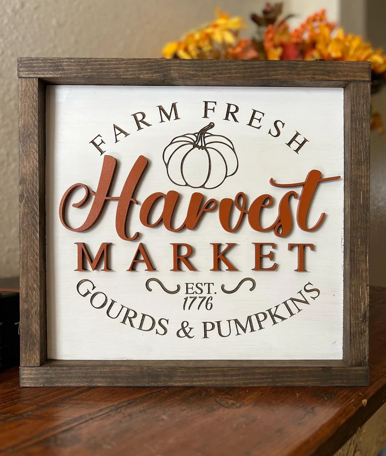 Fall Farmhouse Sign/harvest Market/pumpkins/ 3D Sign/ - Etsy | Etsy (US)