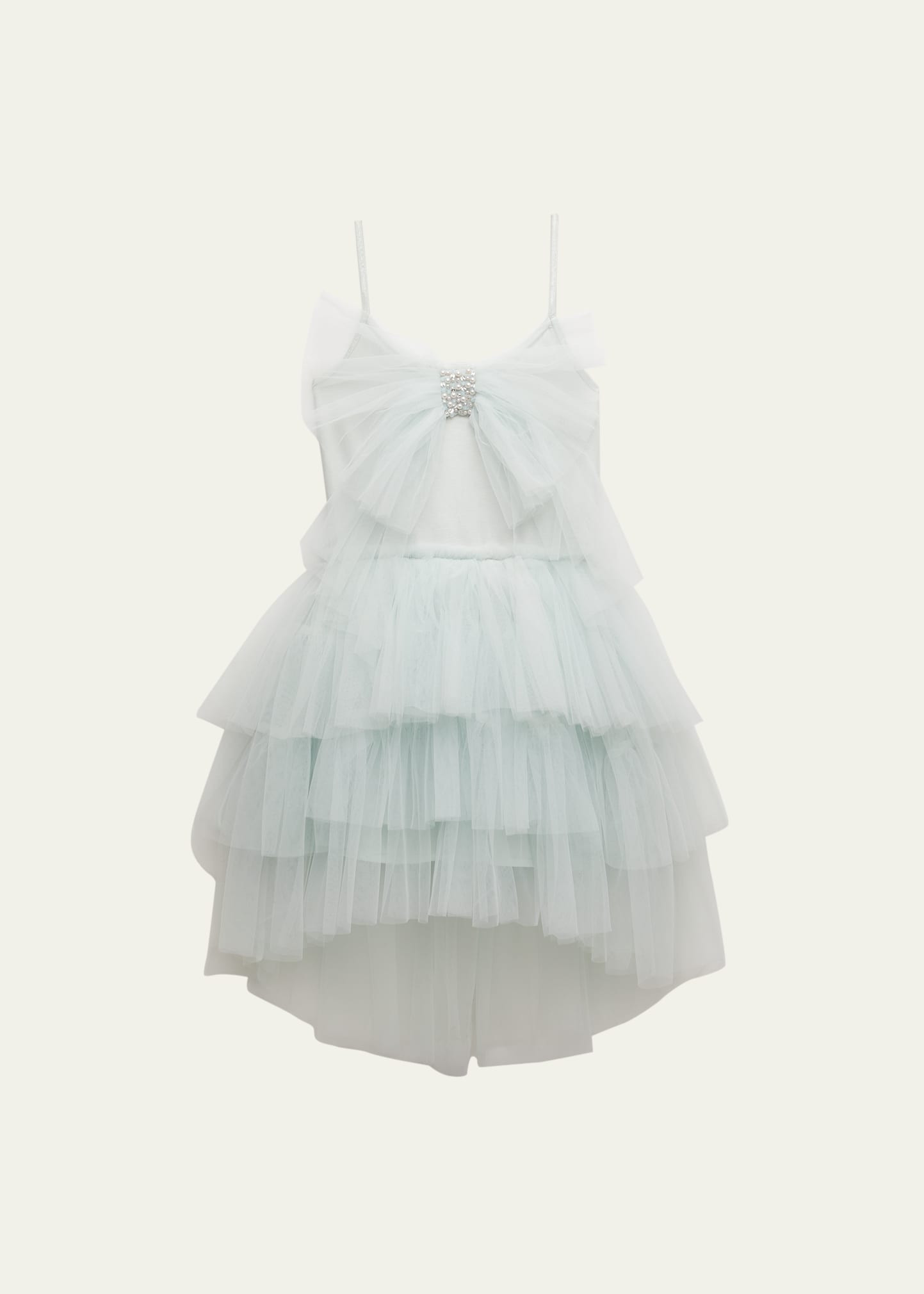 Girl's Kiss Embellished Tulle Asymmetrical Dress, Size 2-9 | Bergdorf Goodman