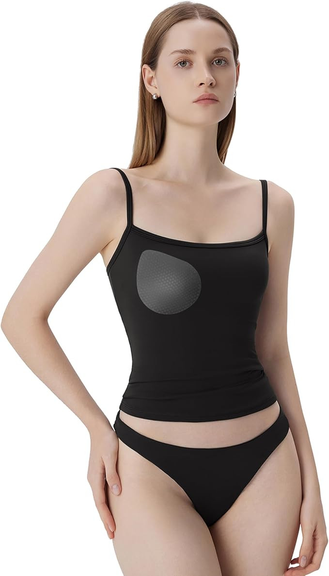 SUUKSESS Women Built in Bra Tank Tops Double Line Going Out Basic Square Neck Camisole Top | Amazon (US)