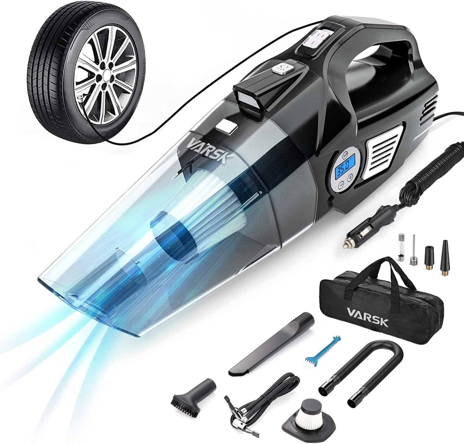 Amazon.com: VARSK 4-in-1 Car Vacuum Cleaner, Tire Inflator Portable Air Compressor with Digital T... | Amazon (US)