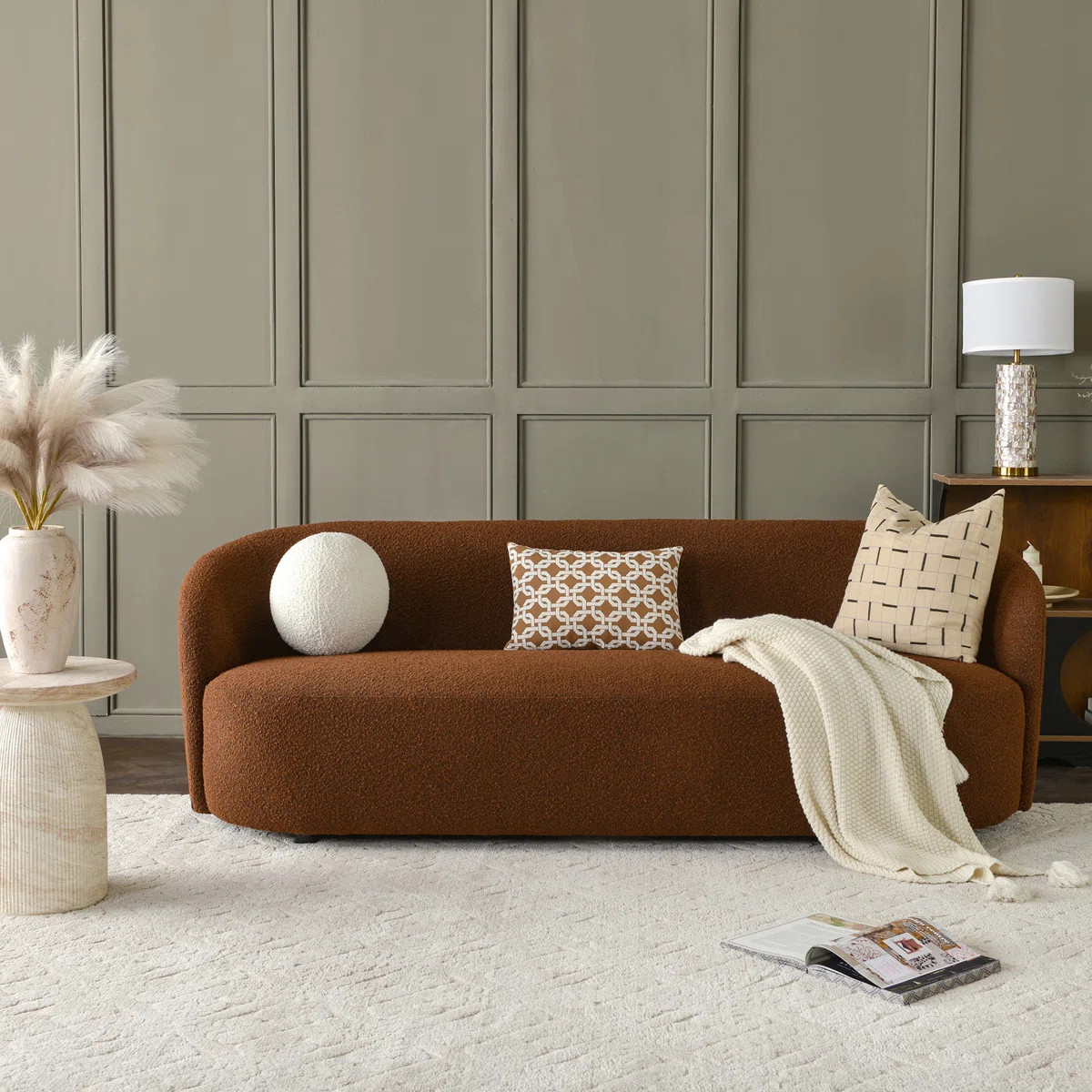 90'' Wide Boucle Upholstered 3-Seater Sofa | Wayfair North America