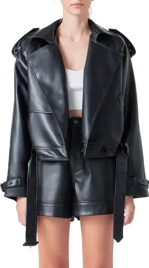 Faux Leather Trench Jacket | Nordstrom