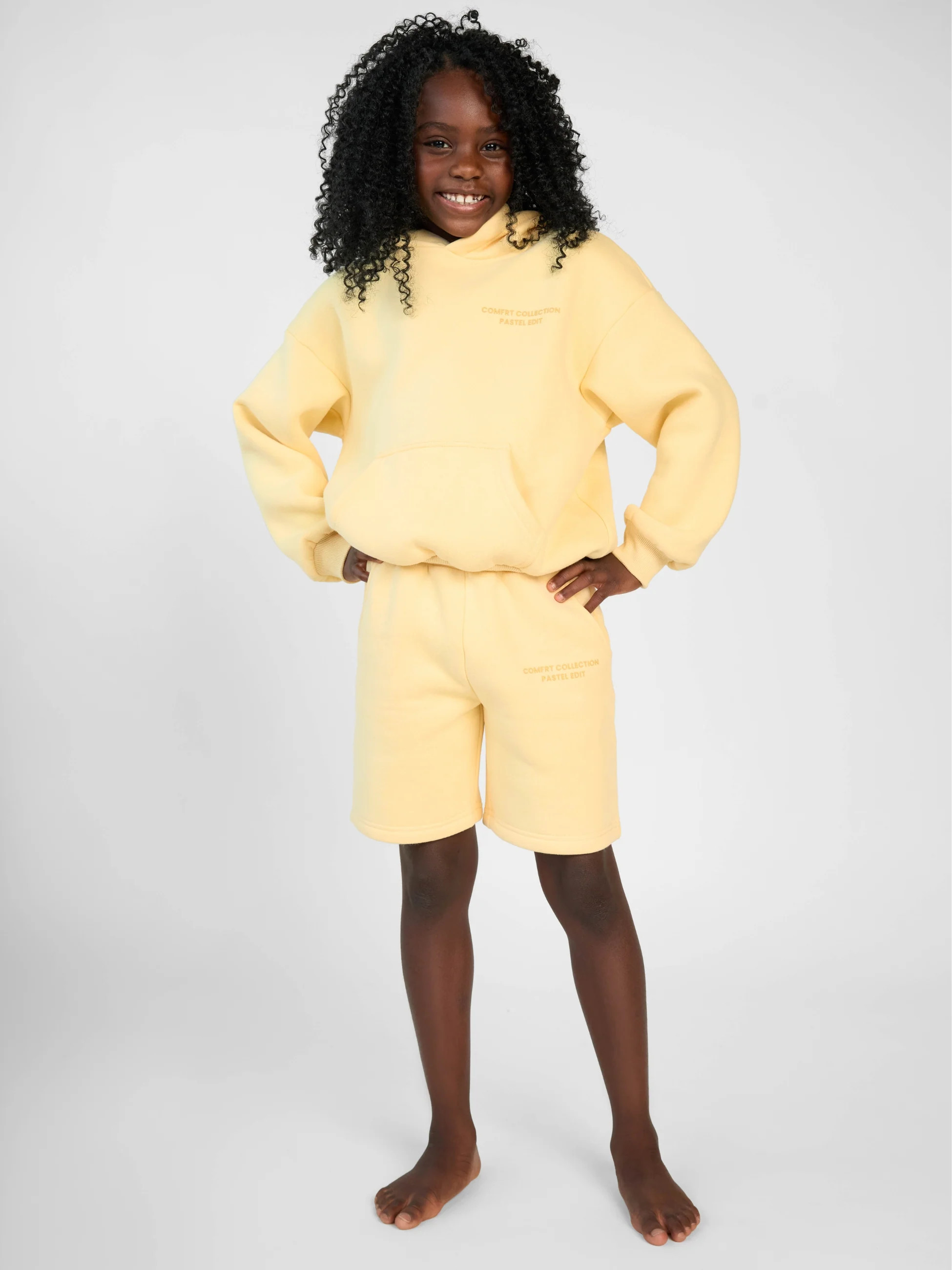 Comfrt Pastel Kids Shorts | Canary | Yellow | Oversized | L | Large | Comfrt