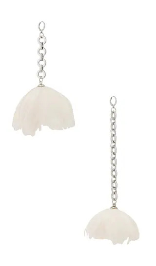Feather Flower Asymmetric Earrings in Off White & Silver | Revolve Clothing (Global)