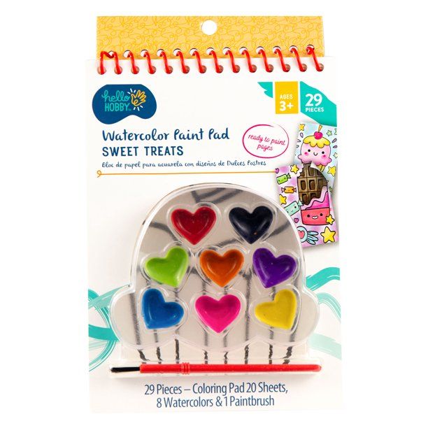 Hello Hobby Watercolor Paint Pad, Heart-Shaped Watercolors - Walmart.com | Walmart (US)