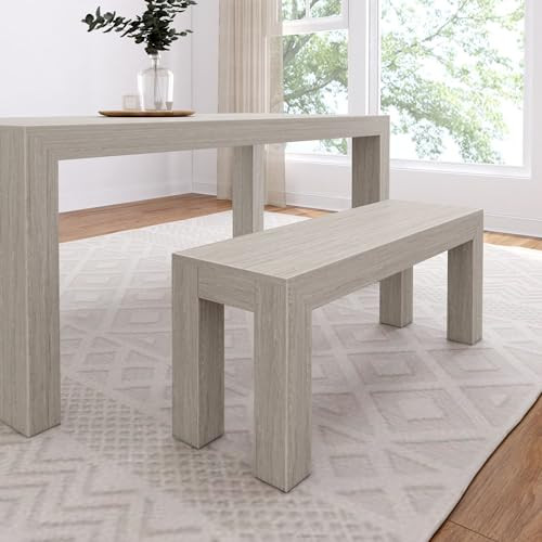 Plank+Beam 49 Inch Dining Bench for Dining Room, Bench for 60 Inch Table Kitchen Dining Seat, Wooden Outdoor Bench, Solid Wood Entryway Bench, Seashell Wirebrush | Amazon (US)
