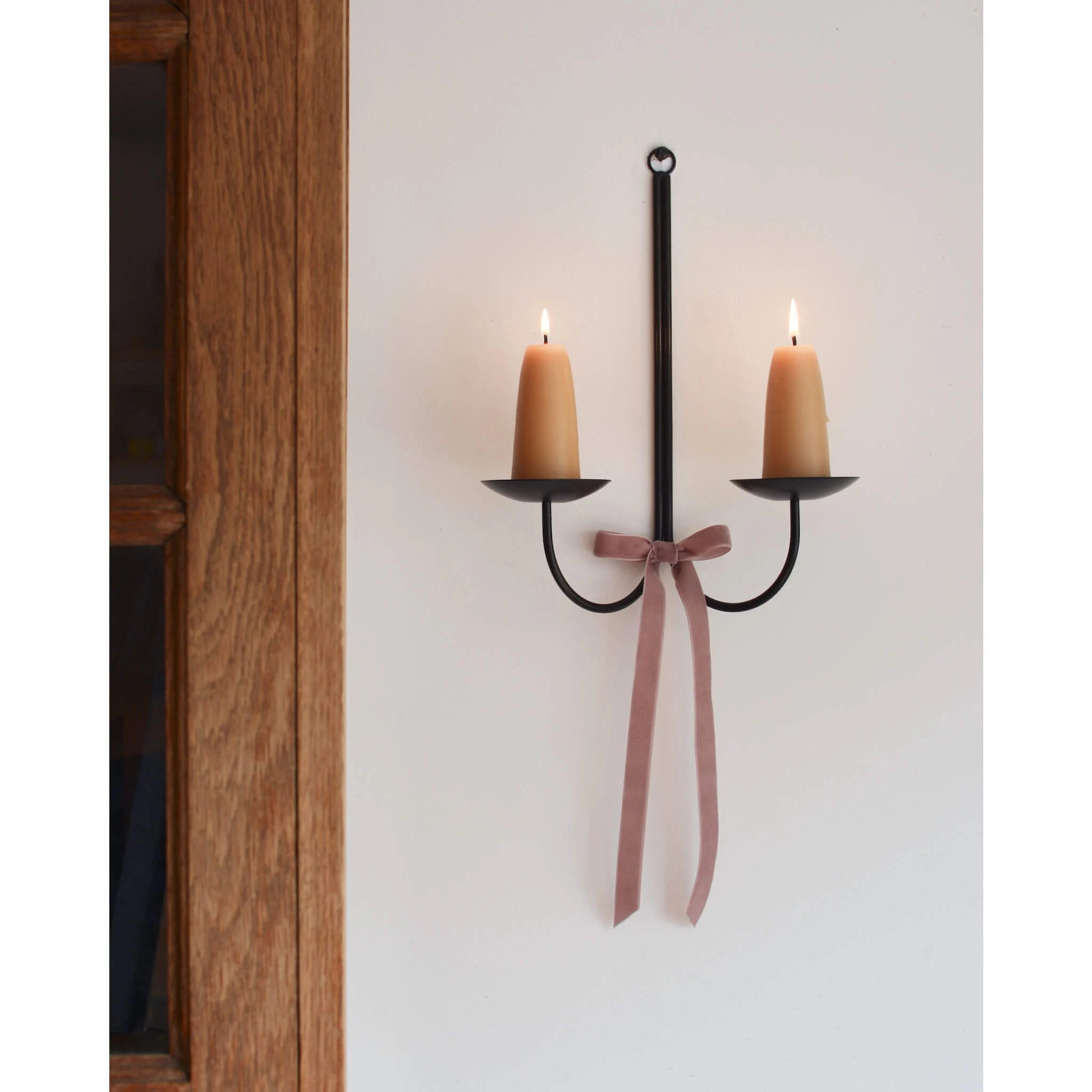 Black Metal Wall Candle Sconce, Double Pillar Candle Holder | Etsy (Global)