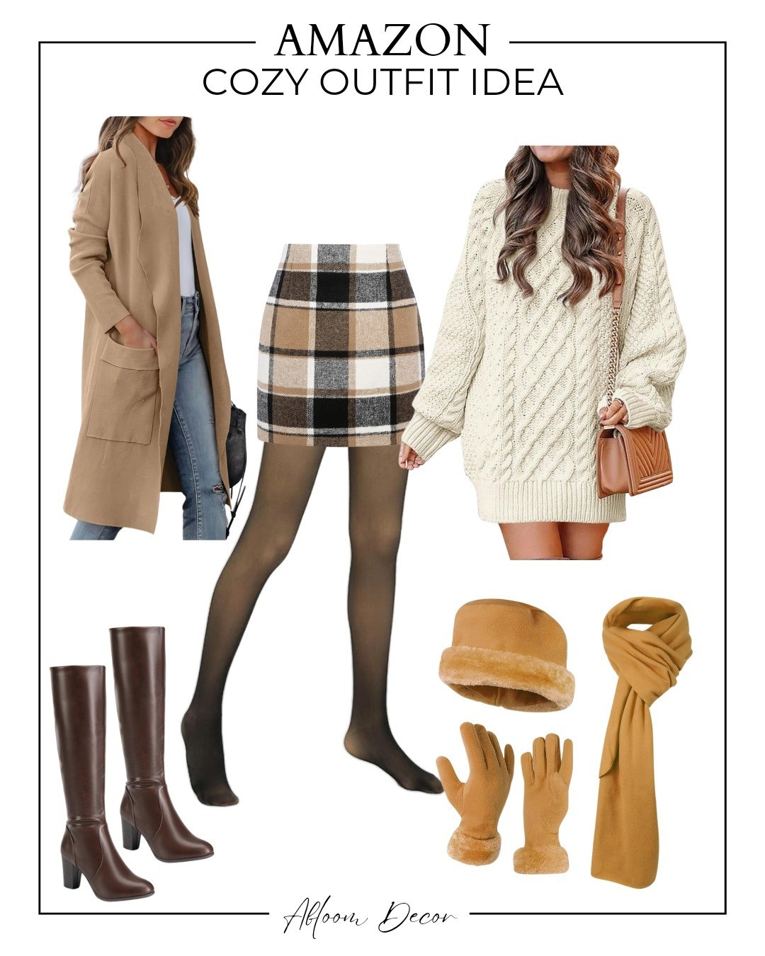 This cozy outfit idea from Amazon features a soft oversized sweater, plaid skirt, and classic brown knee-high boots. Perfect for winter!

#LTKStyleTip #LTKBeauty #LTKFindsUnder100