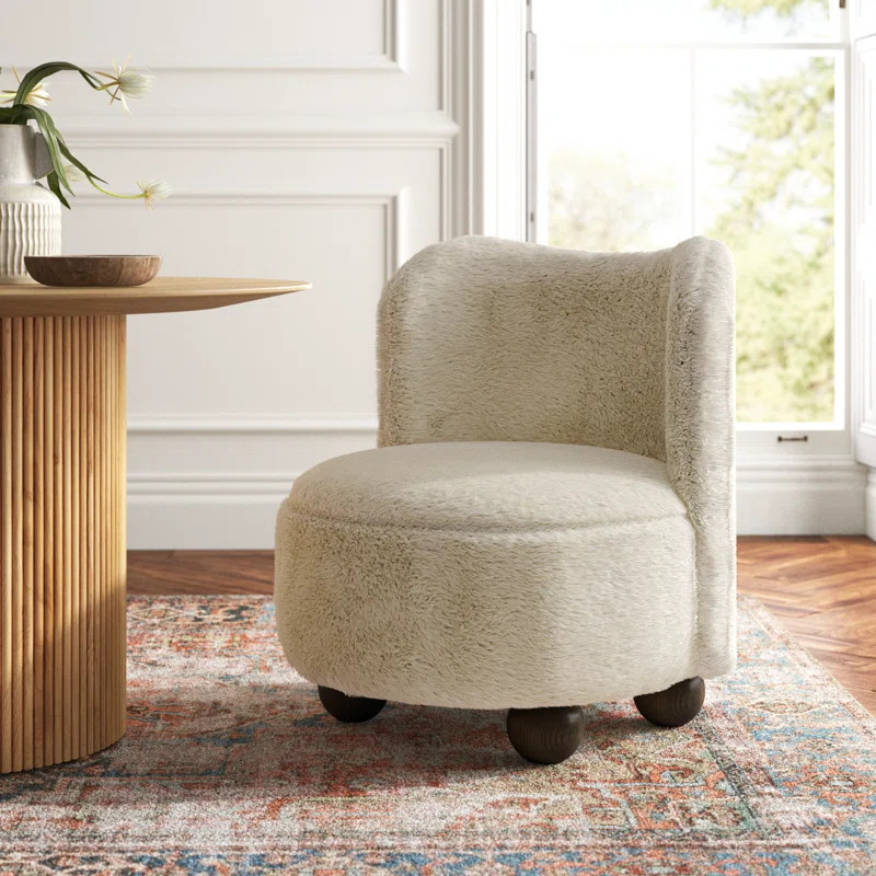 Joss & Main Ivory Ball-Foot Wood Accent Chair | Wayfair | Wayfair North America