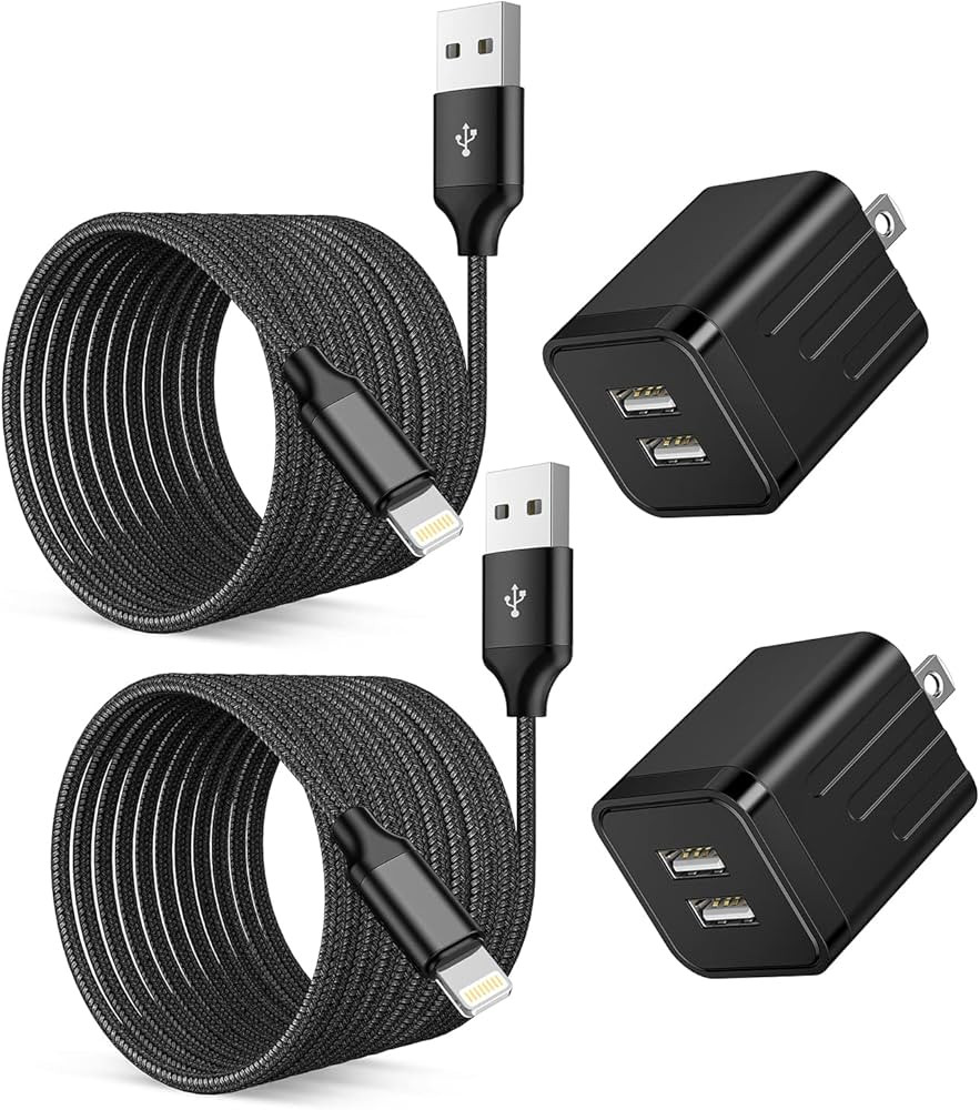 Amazon.com: iPhone Fast Charger,2Pack 10FT iPhone Charger 2.1A Dual Port USB Wall Charger Block P... | Amazon (US)