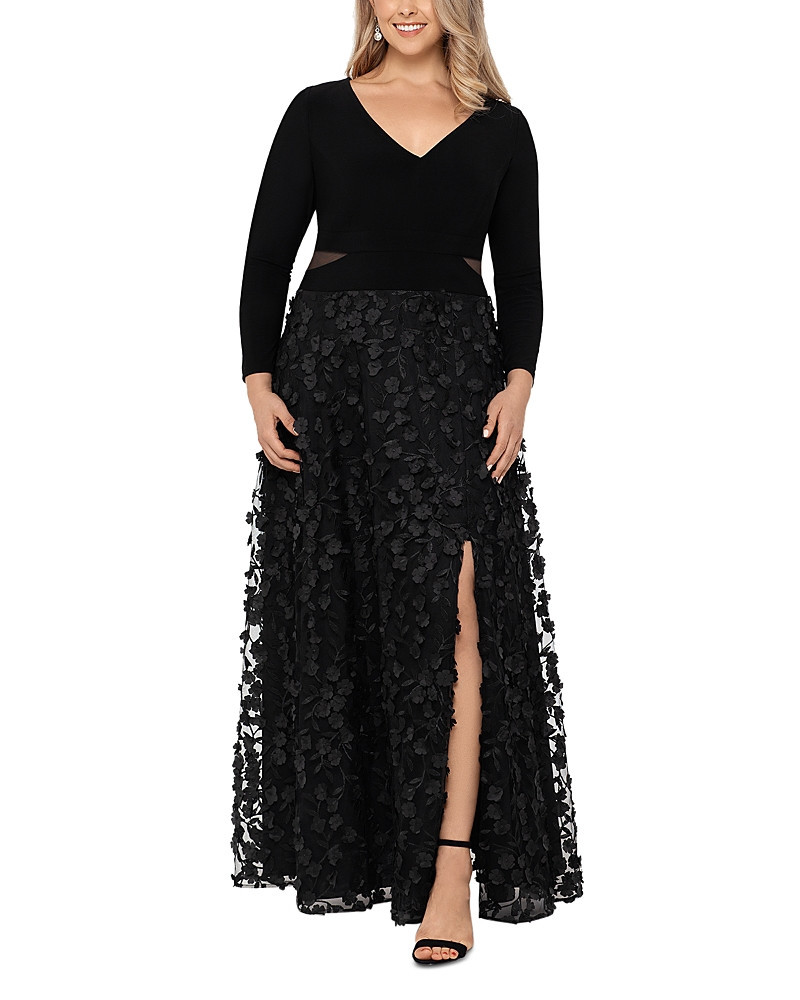 Xscape Plus Long Sleeved Long Flower Gown | Bloomingdale's (US)