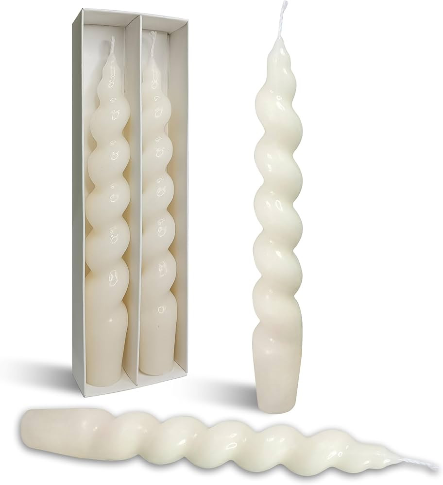 Spiral Taper Candle Milk White Unscented Twisted Candlesticks 7.5 Inch Smokeless Short Candle Sti... | Amazon (US)