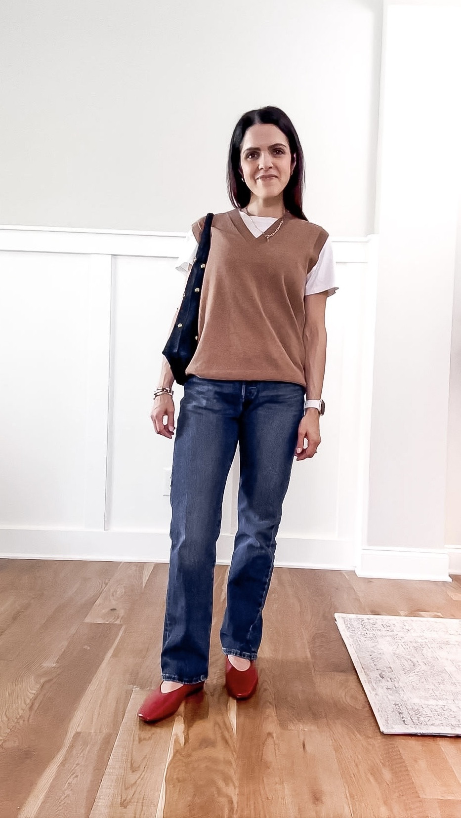Easy outfit formula: tee + jeans, but make it yours! Added a layer, accessorized, and accented with a pop of color! 

Tee: Everlane, sized up 2 sizes
Jean: @levi, 25
Vest & flats: old @Madewell, linked similar if oos

#LTKootd #LTKgrwm