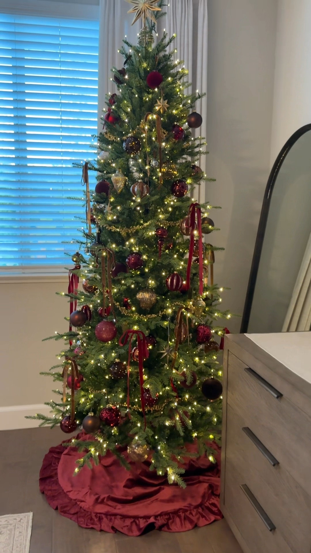 Slim Christmas tree .: burgundy & brown Christmas tree | Christmas tree decor 

#LTKSaleAlert #LTKHome #LTKHoliday