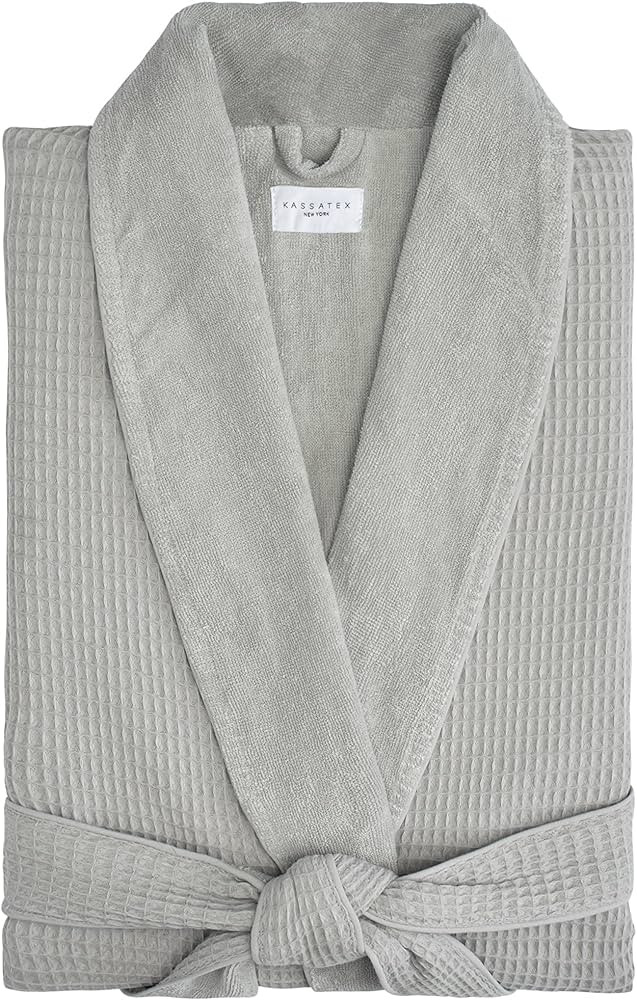 Kassatex Hotel Waffle Terry Robe, Small/Medium, Gray | Amazon (US)