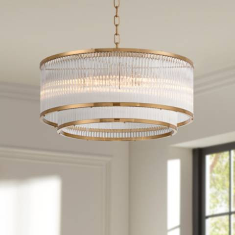 Possini Euro Warren 20" Wide Golden Bronze 6-Light Pendant | Lamps Plus