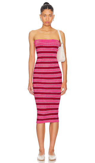 Lesley Ribbed Strapless Dress in Pink Multi | Revolve Clothing (Global)