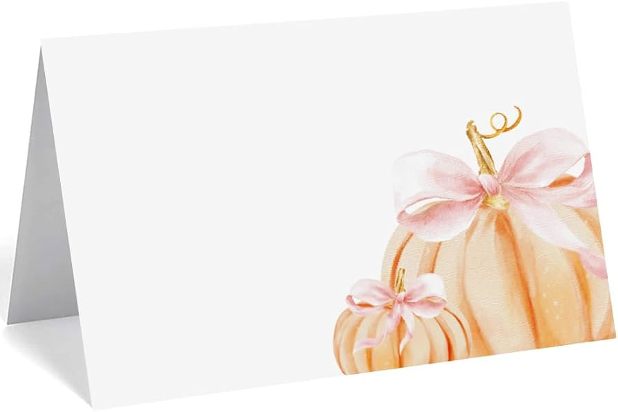 24 Pcs Little Pumpkin Place Cards (Pink Bow) | Amazon (US)