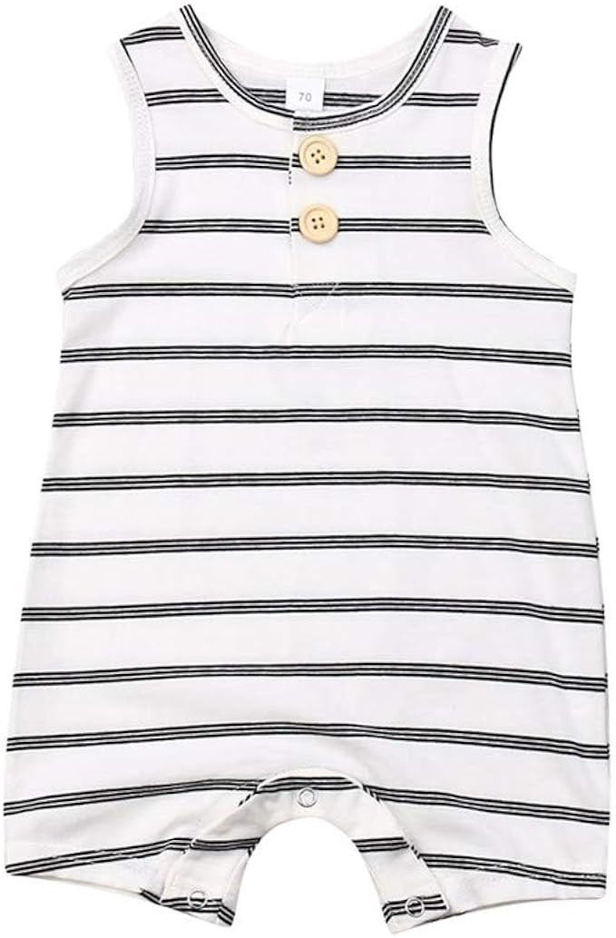 hunan Infant Baby Boys Girls Striped Romper Sleeveless Short Jumpsuit One-Piece Outfit... | Amazon (US)