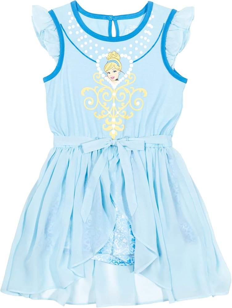 Disney Princess Girls Romper With Skirt Overlay Toddler to Big Kid | Amazon (US)