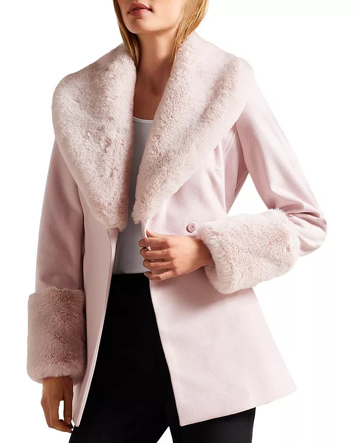 Loleta Belted Faux Fur Trim Coat | Bloomingdale's (US)