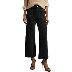miduo Womens Casual Button Zipper High Waisted Straight Leg Wide Leg Corduroy Pants with Pockets ... | Amazon (US)