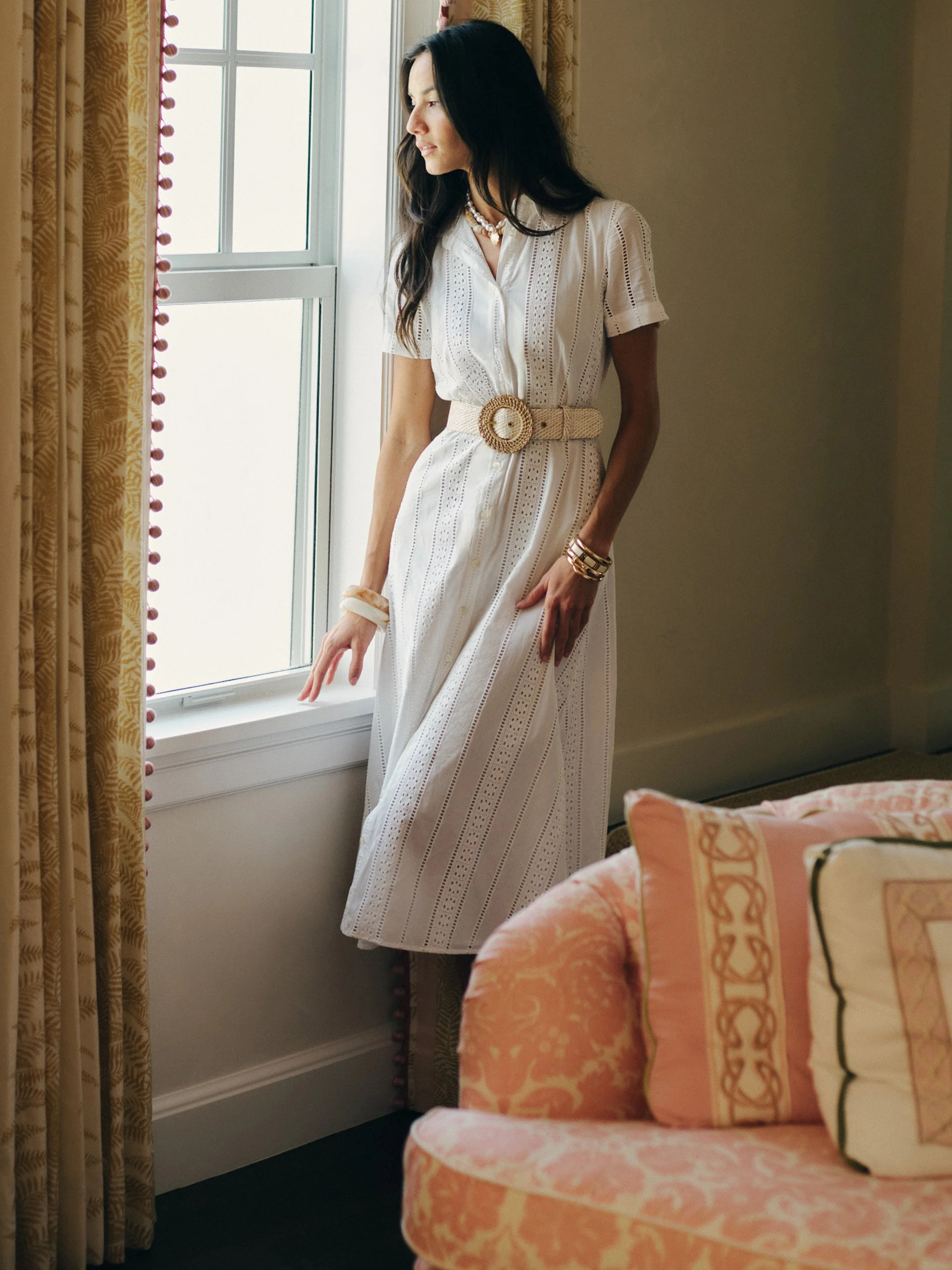J.McLaughlin Women's Kalinda Dress in Eyelet White, Size 0 | Cotton | J.McLaughlin