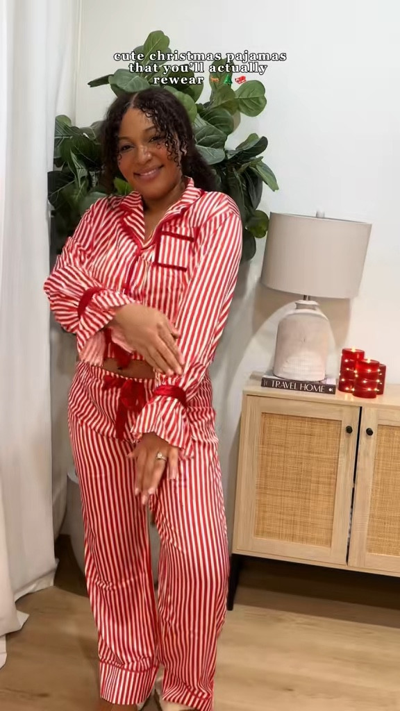 Cute Christmas pajamas that you’ll actually rewear after🌲❤️

Wearing a size L.

Striped pajamas, holiday pajamas, Christmas outfit 

#LTKMidsize #LTKootd #LTKHoliday