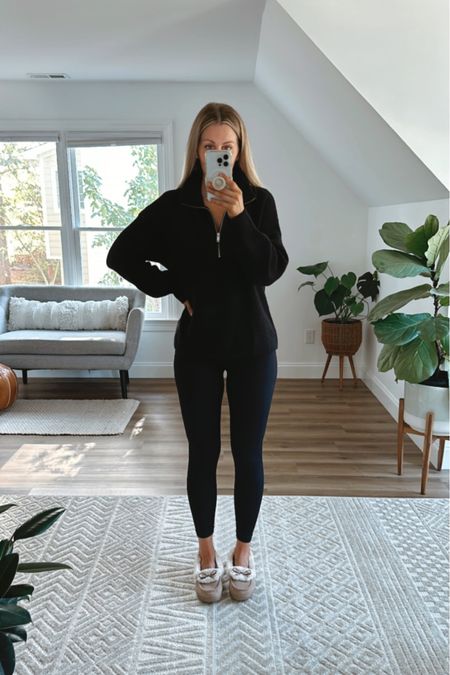 Super cozy and casual fall or winter outfit. This 1/4 zip mock neck sweater is from old navy and comes in so many colors. 

All black outfit leggings outfits leggings sweater black sweater oversized sweater Sale 

#LTKHolidaySale #LTKHoliday #LTKSeasonal