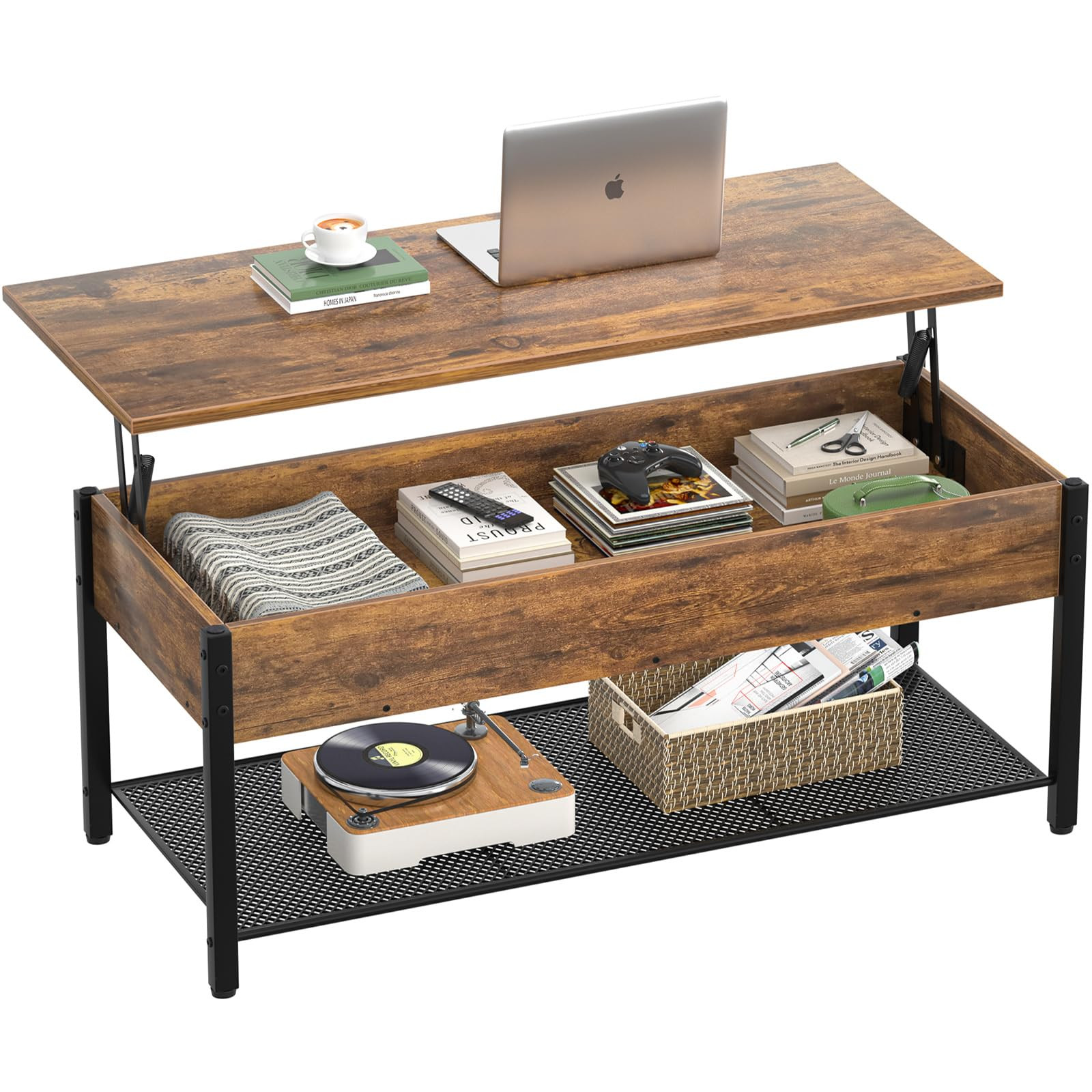 Homieasy Coffee Table, Lift Top Coffee Table with Storage Shelf and Hidden Compartment, Modern Li... | Amazon (US)