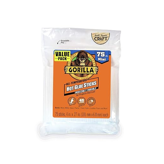 Gorilla Hot Glue Sticks, Clear Glue, Mini Size 4" Long x 0.27" Diameter, 75 Count (Pack of 1) - S... | Amazon (US)