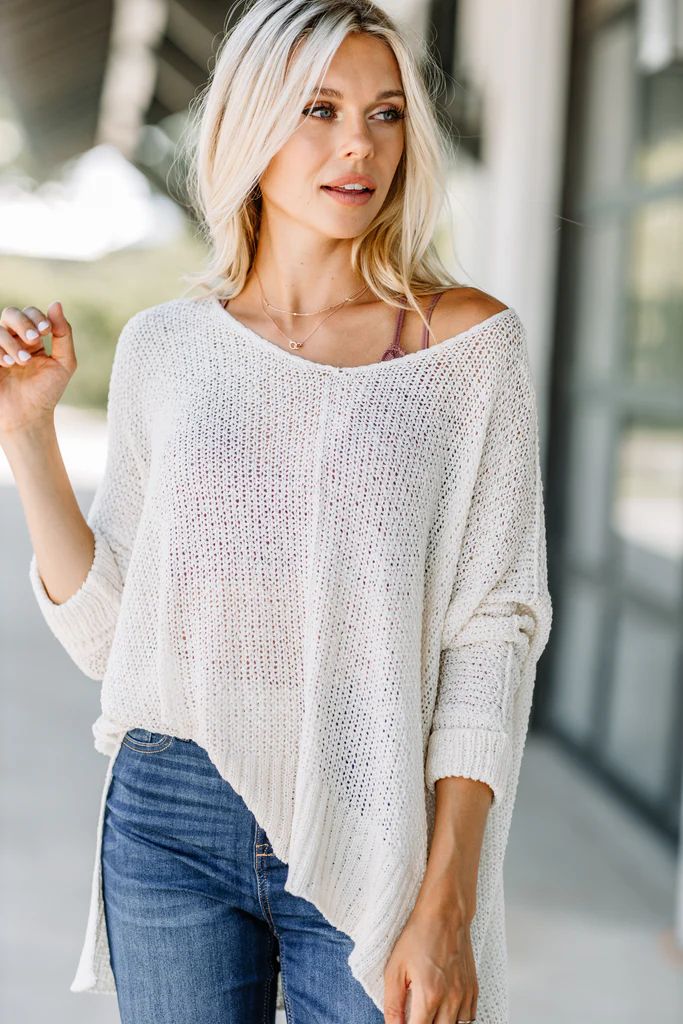 New You New Day Cream White Sweater | The Mint Julep Boutique