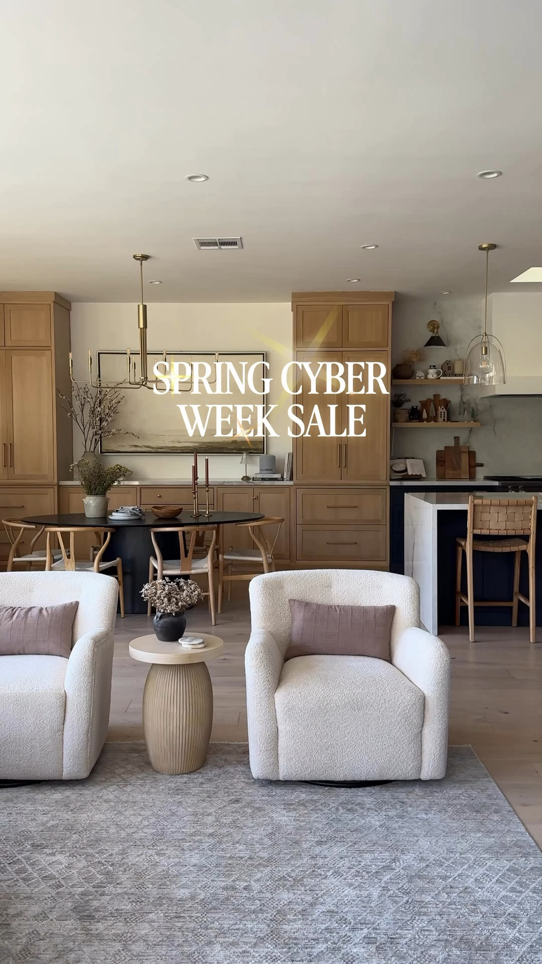 Wayfair Spring Cyber Week sale! Sharing some of my Wayfair favorites in our home. So many designer looking pieces at affordable prices and we've been able to save so much money compared to buying designer pieces. These have also been some my best sellers and I’m so happy I get to share all these amazing finds with all of you!

White swivel chair, brass chandelier bathroom, design, wood vanity, checkered runner, scalloped runner oval, black dining table, wishbone chairs, countertop stools shaker door door handles brass chandelier black rectangle mirror 
#LTKFindsUnder100

#LTKSaleAlert #LTKHome