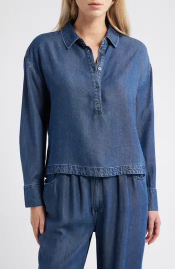 Cloth & Stone Half Placket Denim Popover Top in Horizon Wash at Nordstrom Rack, Size X-Small | Nordstrom Rack