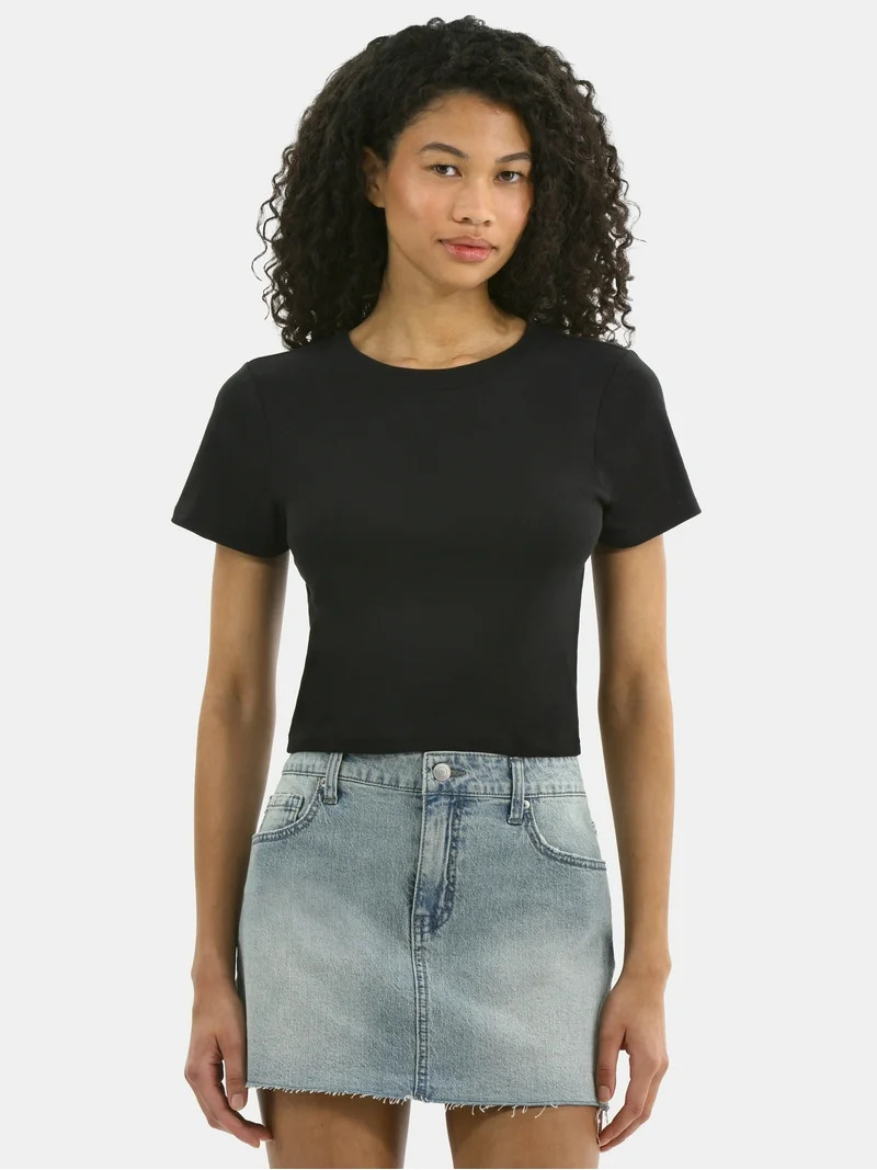 No Boundaries Game Day Cropped Tee, Women's | Walmart (US)