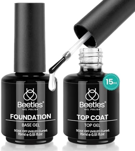 Beetles 2 Pcs 15ml No Wipe Gel Top Coat and Base Coat Set - Shine Finish and Long Lasting Soak Of... | Amazon (US)